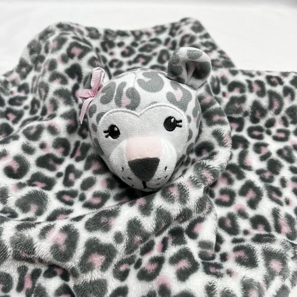Hudson Baby HB Pink Gray Cheetah Lovey Security Blanket Leopard Print Spots Soft - Picture 2 of 7